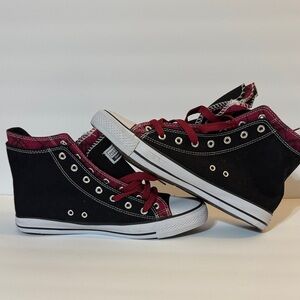 Men's Black and Red High-Top Sneakers
